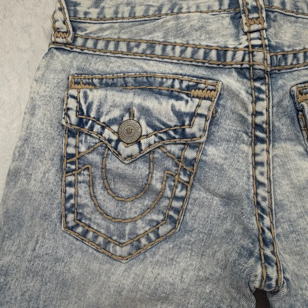 True Religion Ricky Acid Wash Straight Jeans Mens 28 Denim Blue Relaxed 30x34